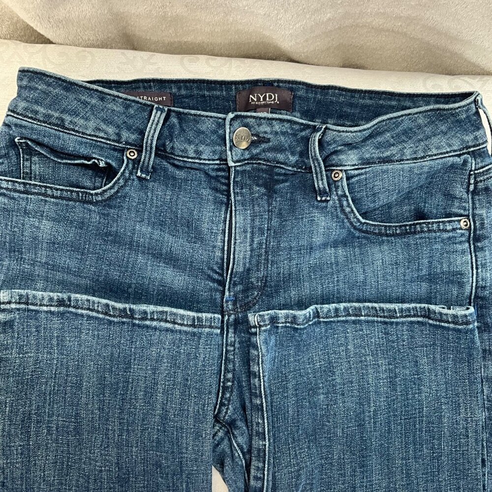 NYDJ Marilyn Straight Leg Jeans Size 10P Medium Wash Denim‎ Stretch #PATHMS2299